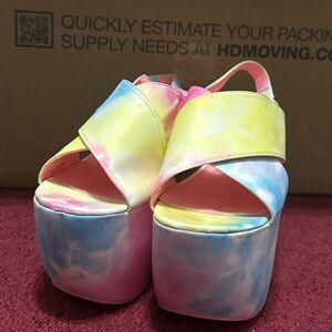 Dolls Kill Colorful Tie-Dye Platform Sandals